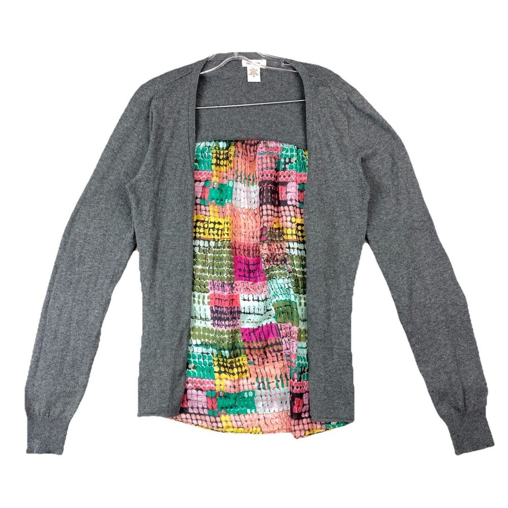 Sundance Womens Medium Catalog Cardigan Open Front Silk Colorful Drapey Spring